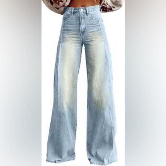 Amazon Blue Flare Wide Leg Jeans - Picture 1 of 4